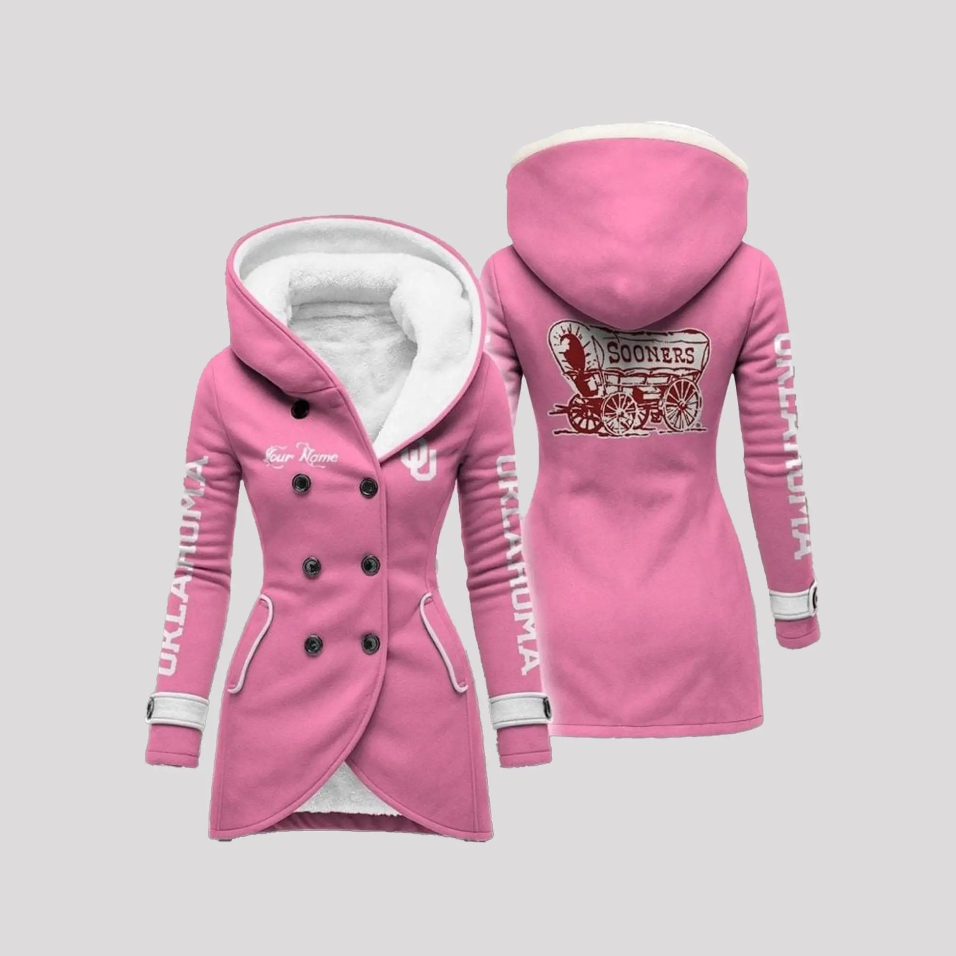 2025 Oklahoma Long Hooded Fleece Jacket   theclothingtribe