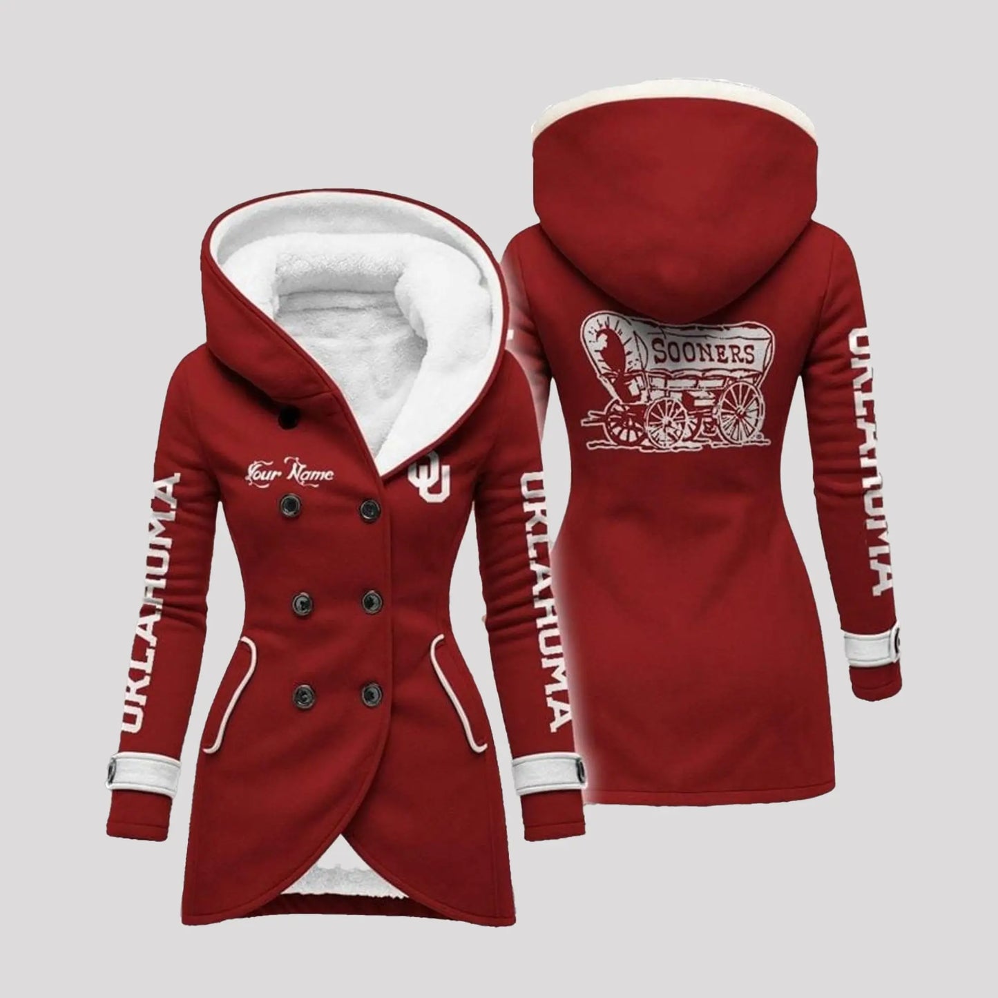 2025 Oklahoma Long Hooded Fleece Jacket   theclothingtribe