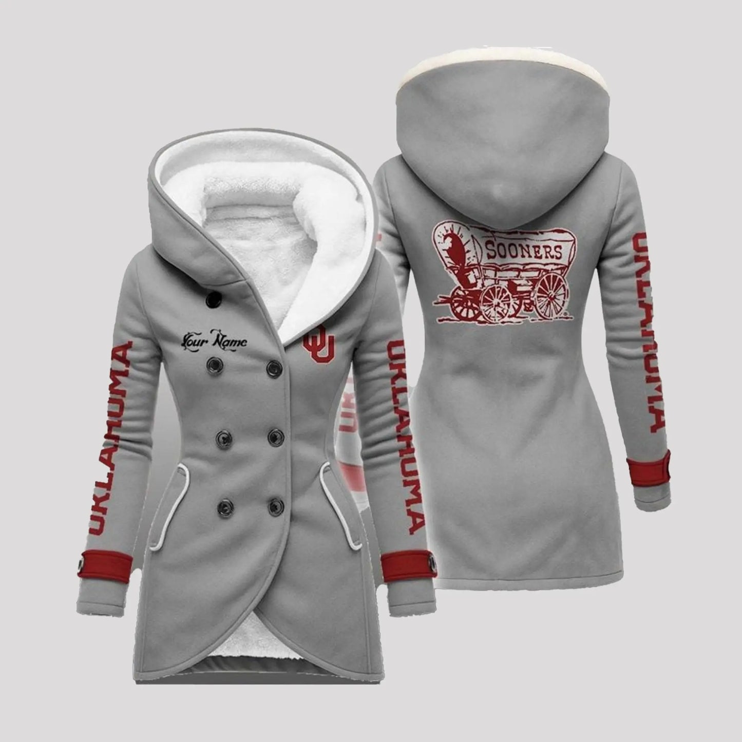 2025 Oklahoma Long Hooded Fleece Jacket   theclothingtribe