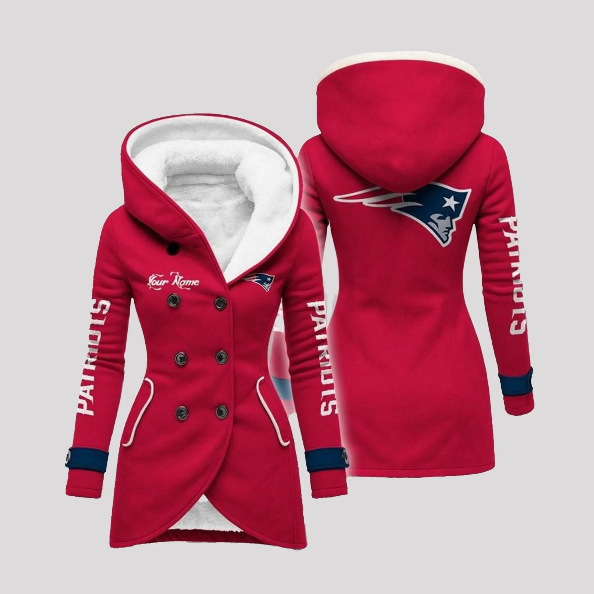 2025 Patriots Long Hooded Fleece Jacket   theclothingtribe