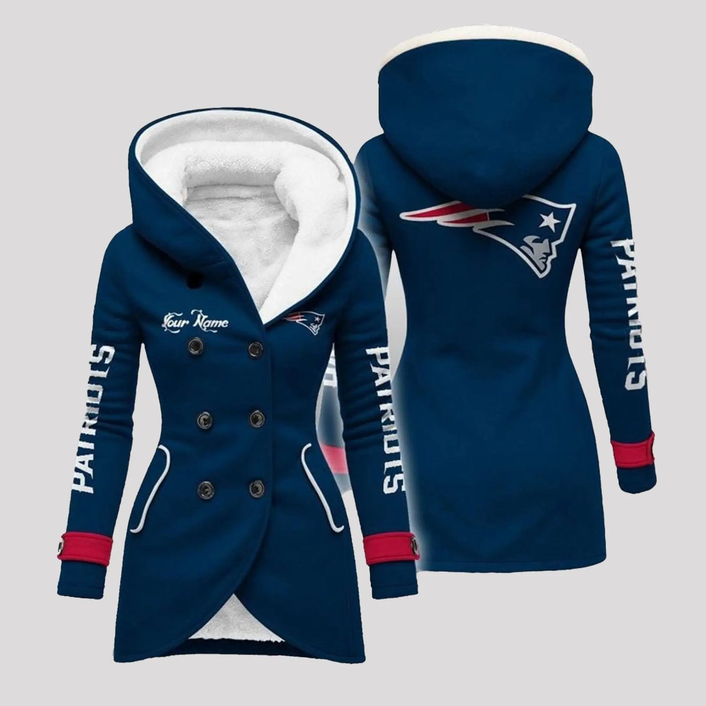 2025 Patriots Long Hooded Fleece Jacket   theclothingtribe