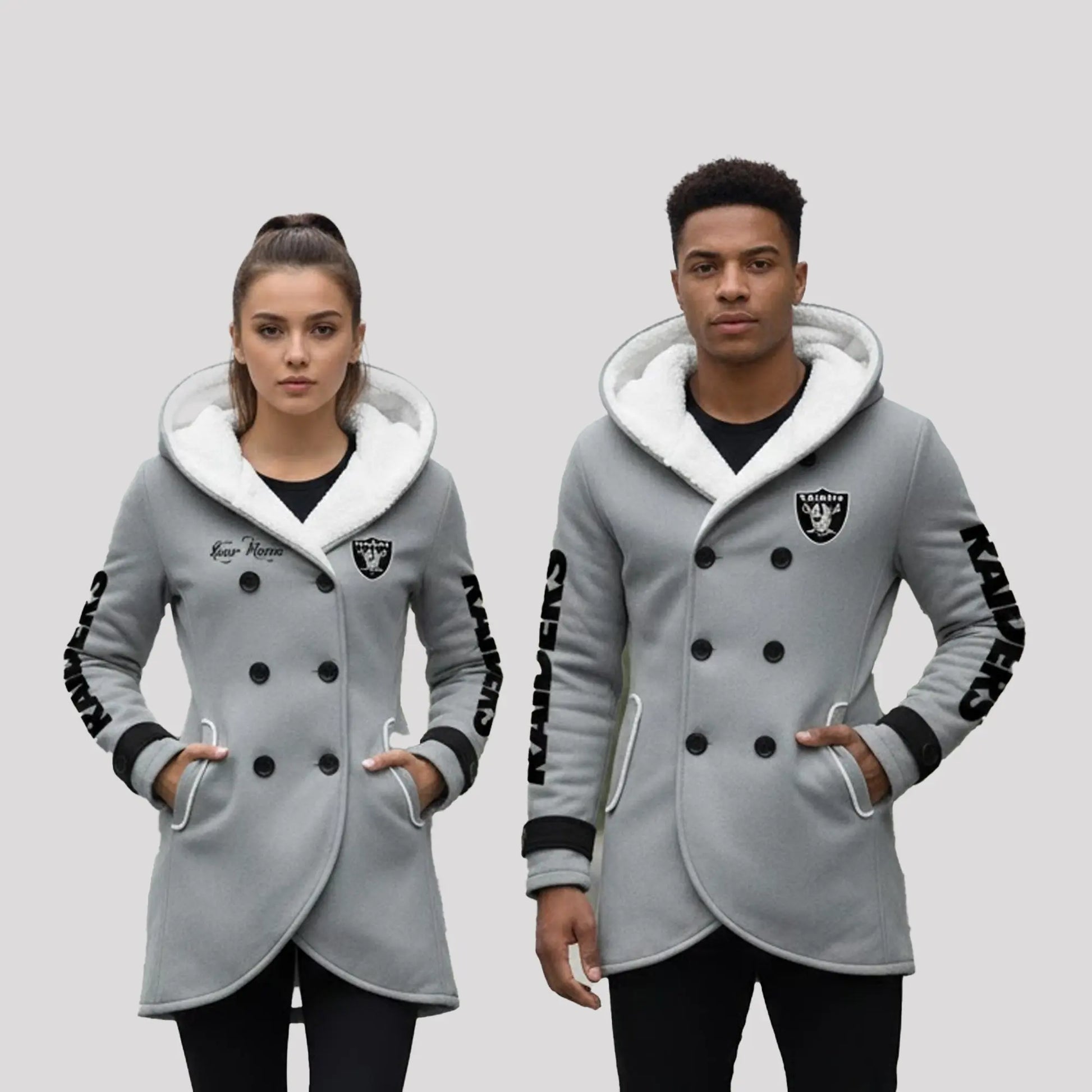 2025 Raiders Long Hooded Fleece Jacket   theclothingtribe