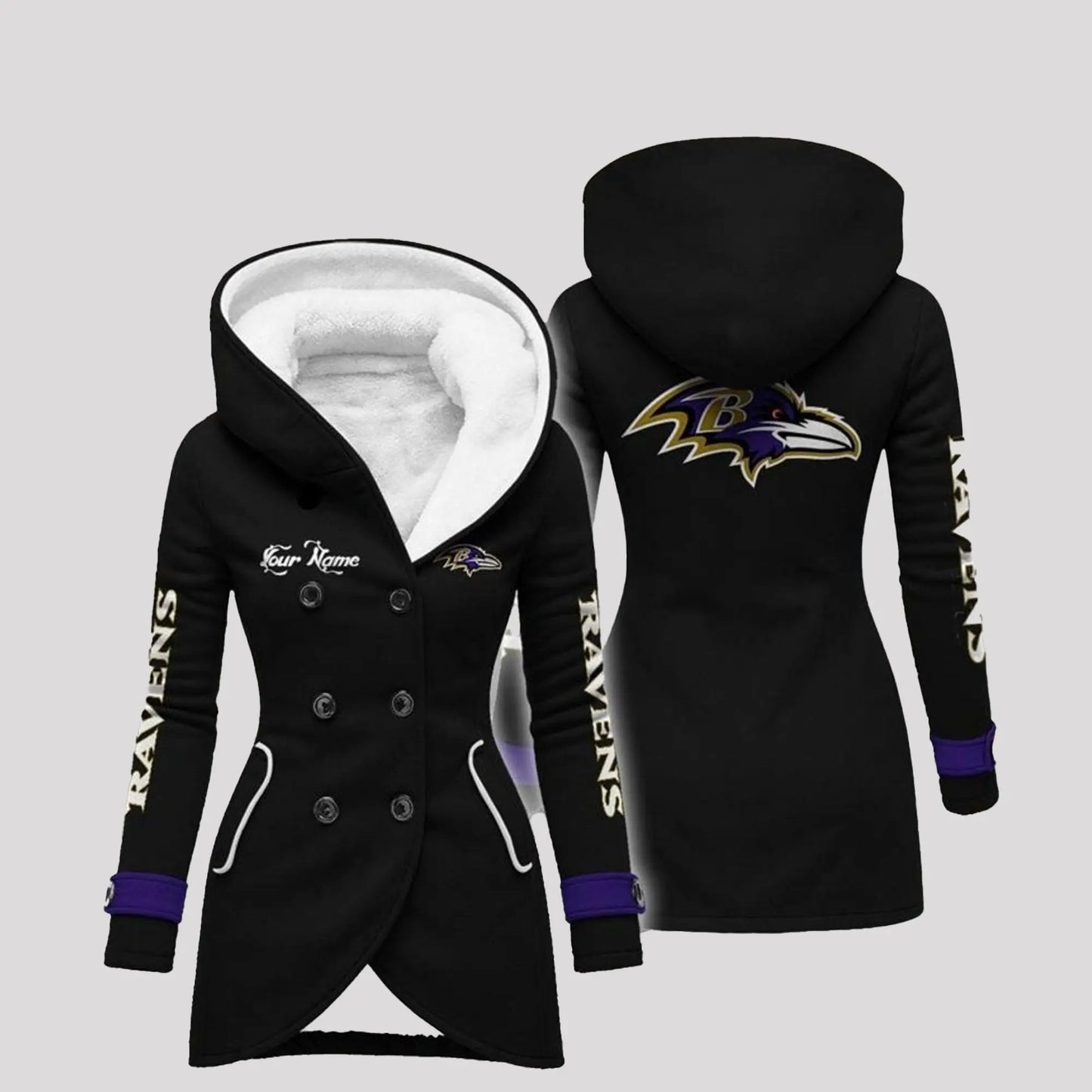 2025 Ravens Long Hooded Fleece Jacket   theclothingtribe