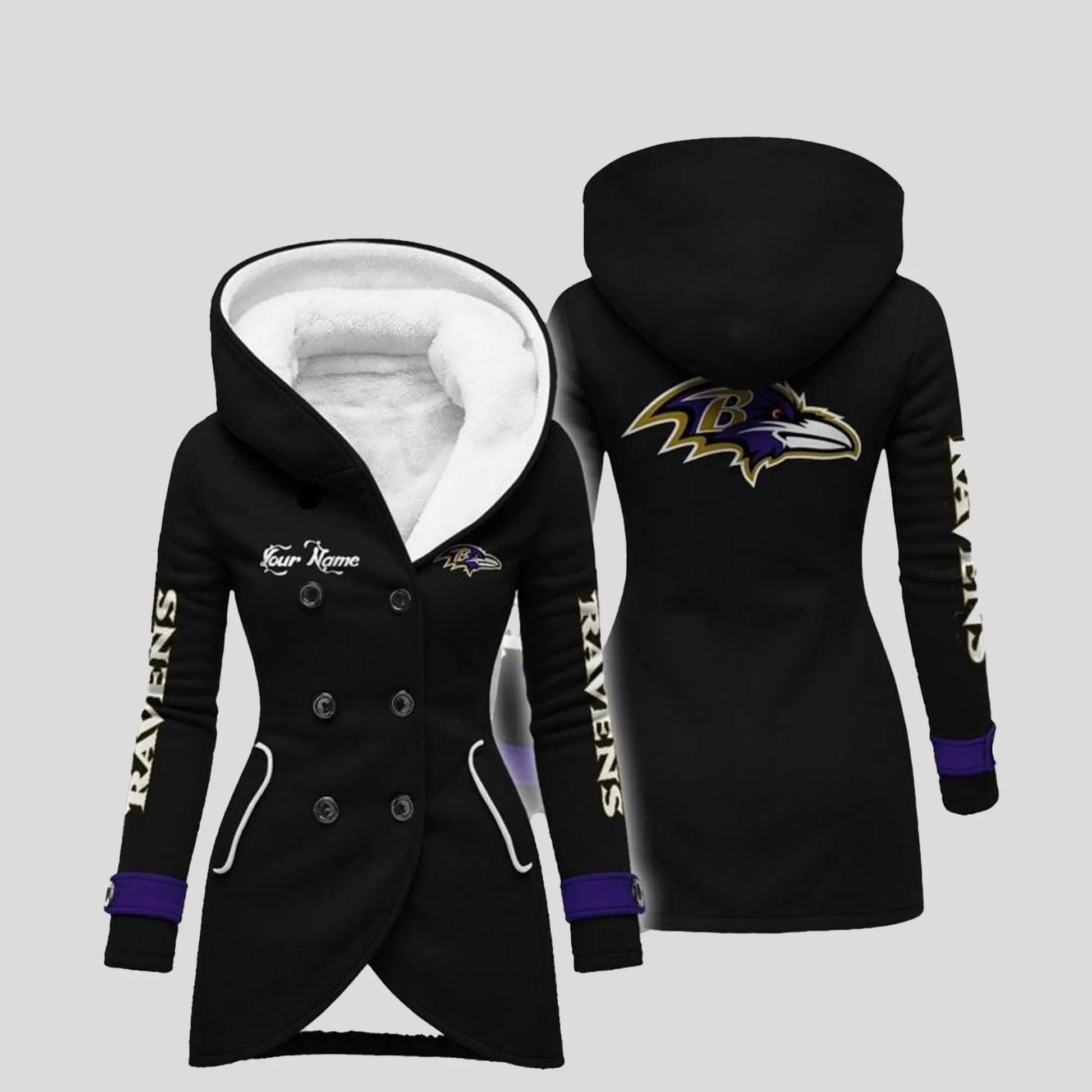 2025 Ravens Long Hooded Fleece Jacket   theclothingtribe