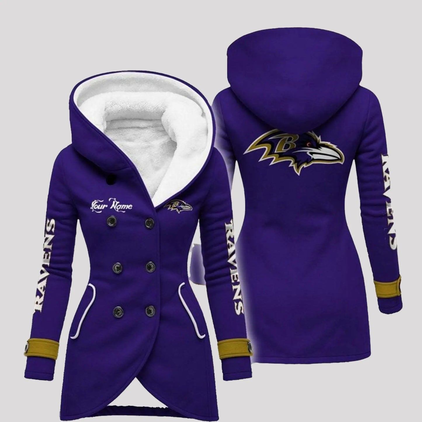 2025 Ravens Long Hooded Fleece Jacket   theclothingtribe