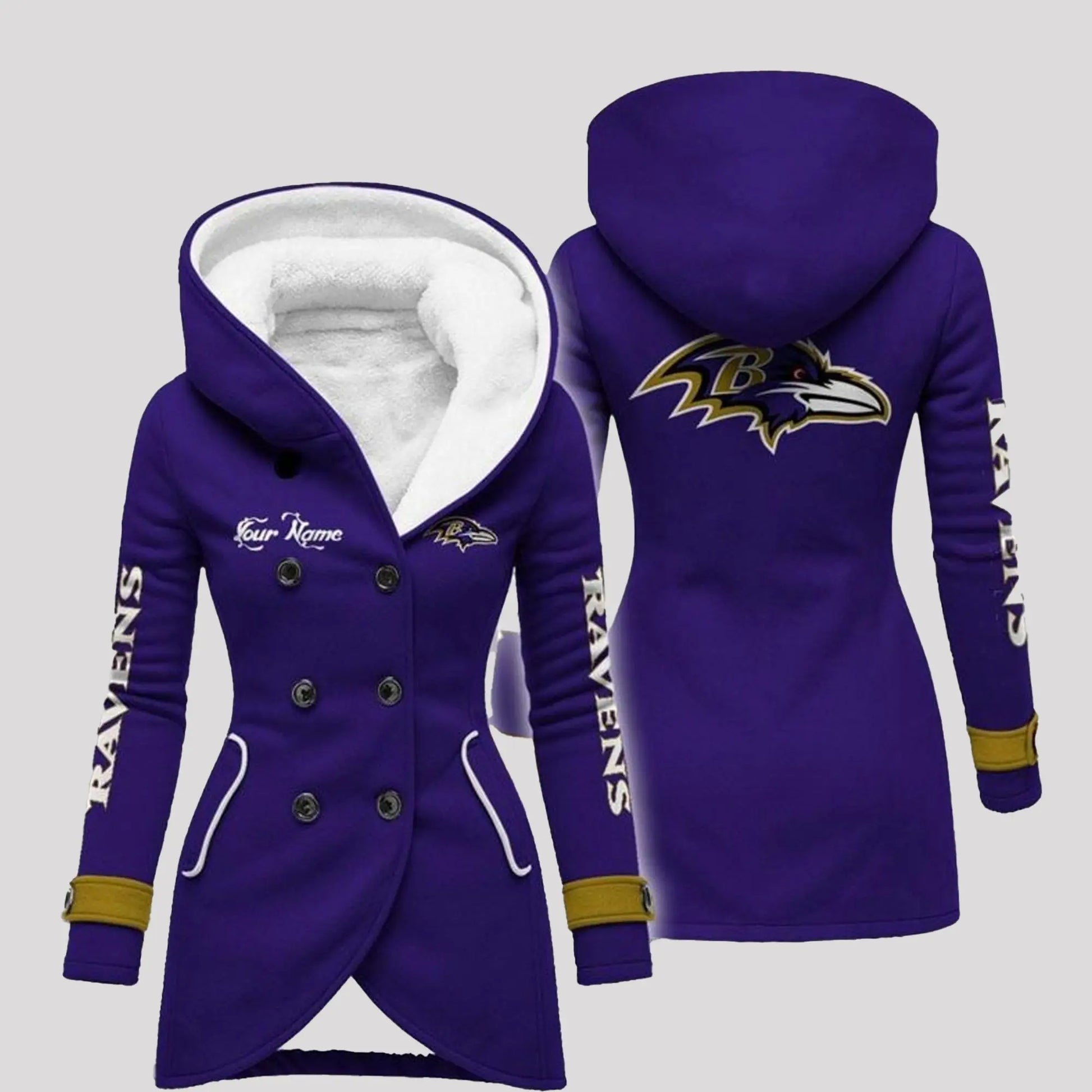 2025 Ravens Long Hooded Fleece Jacket   theclothingtribe