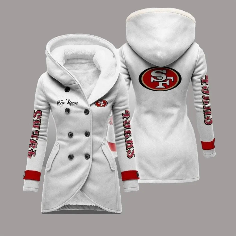2025 SF 49ers Long Hooded Fleece Jacket 2