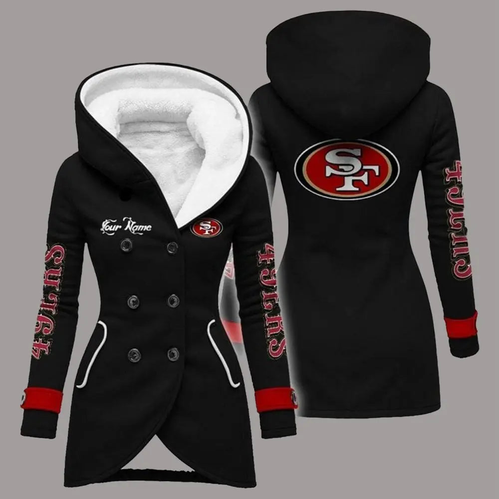 2025 SF 49ers Long Hooded Fleece Jacket 3