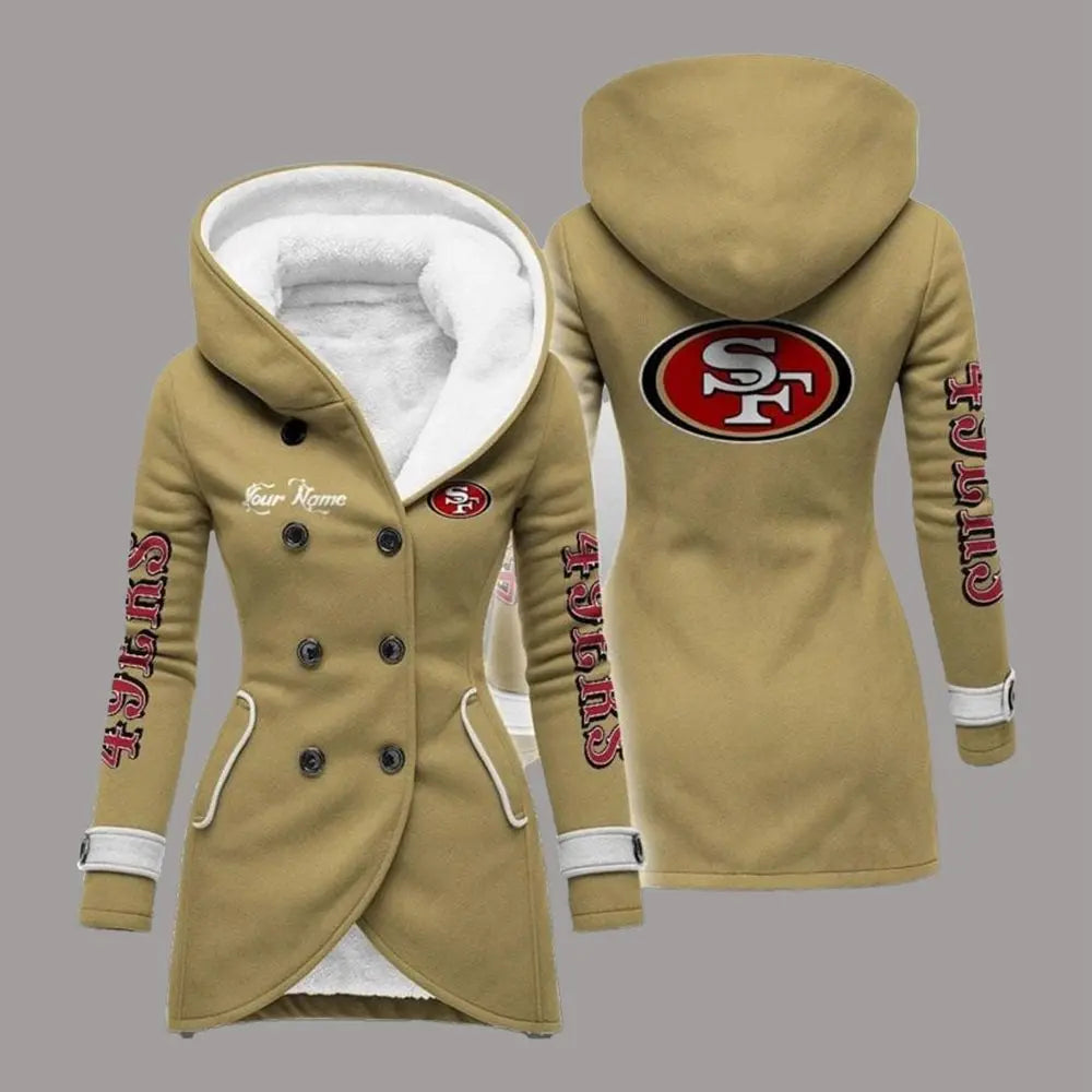 2025 SF 49ers Long Hooded Fleece Jacket 4