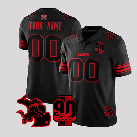 2026 Detroit Lions Stranger Things 90 Seasons Jersey   theclothingtribe