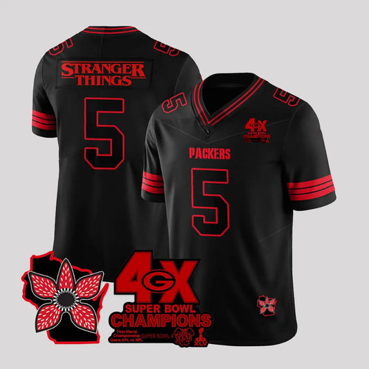 2026 GB Packers Stranger Things 4X Bowl Champions Jersey   theclothingtribe