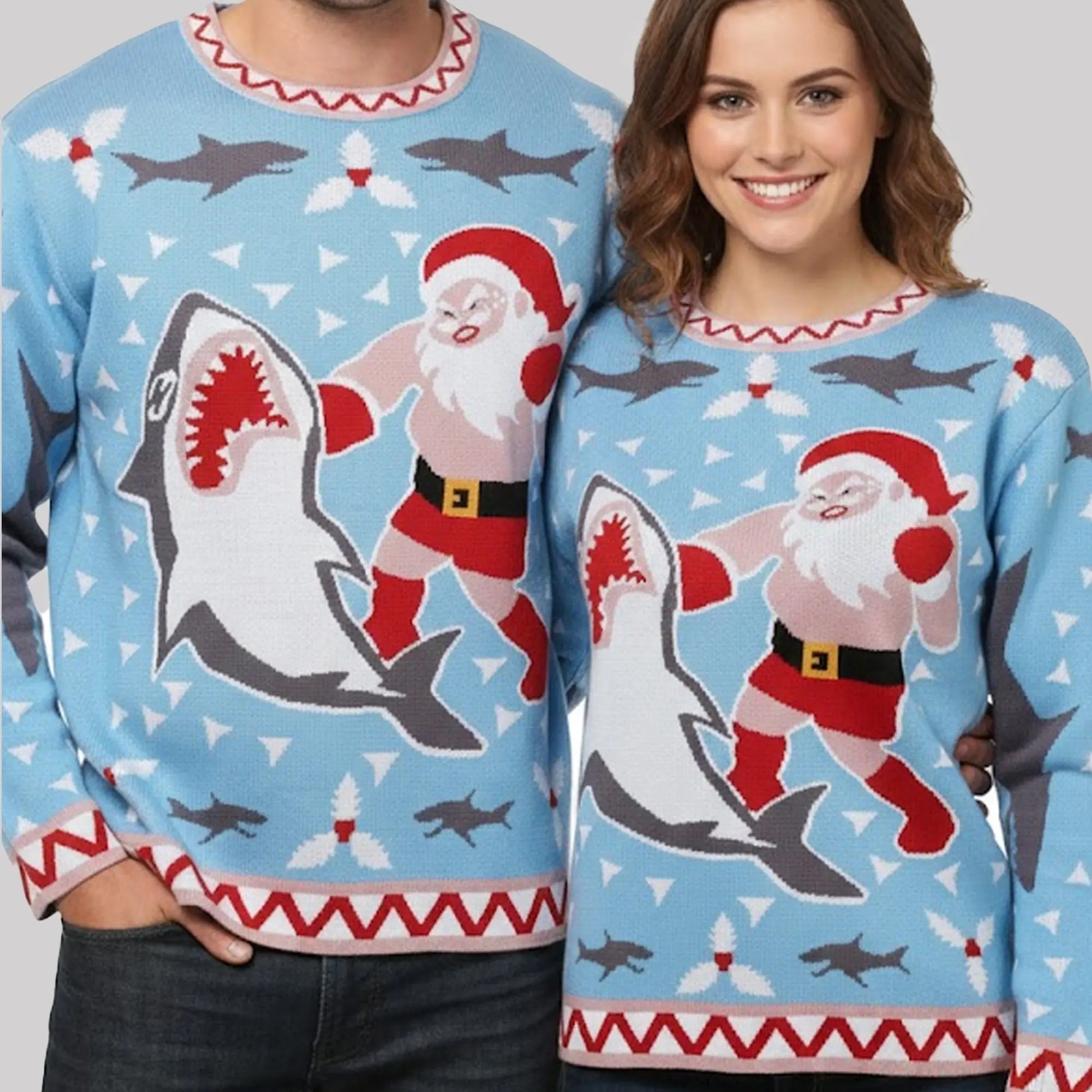 2026 Santa Shark Ugly Christmas Sweater   theclothingtribe
