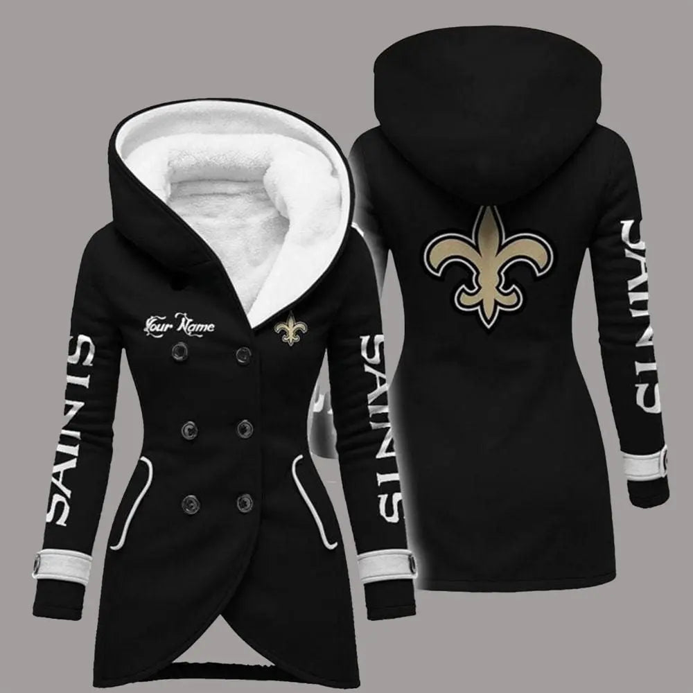 2025 Saints Long Hooded Fleece Jacket theclothingtribe