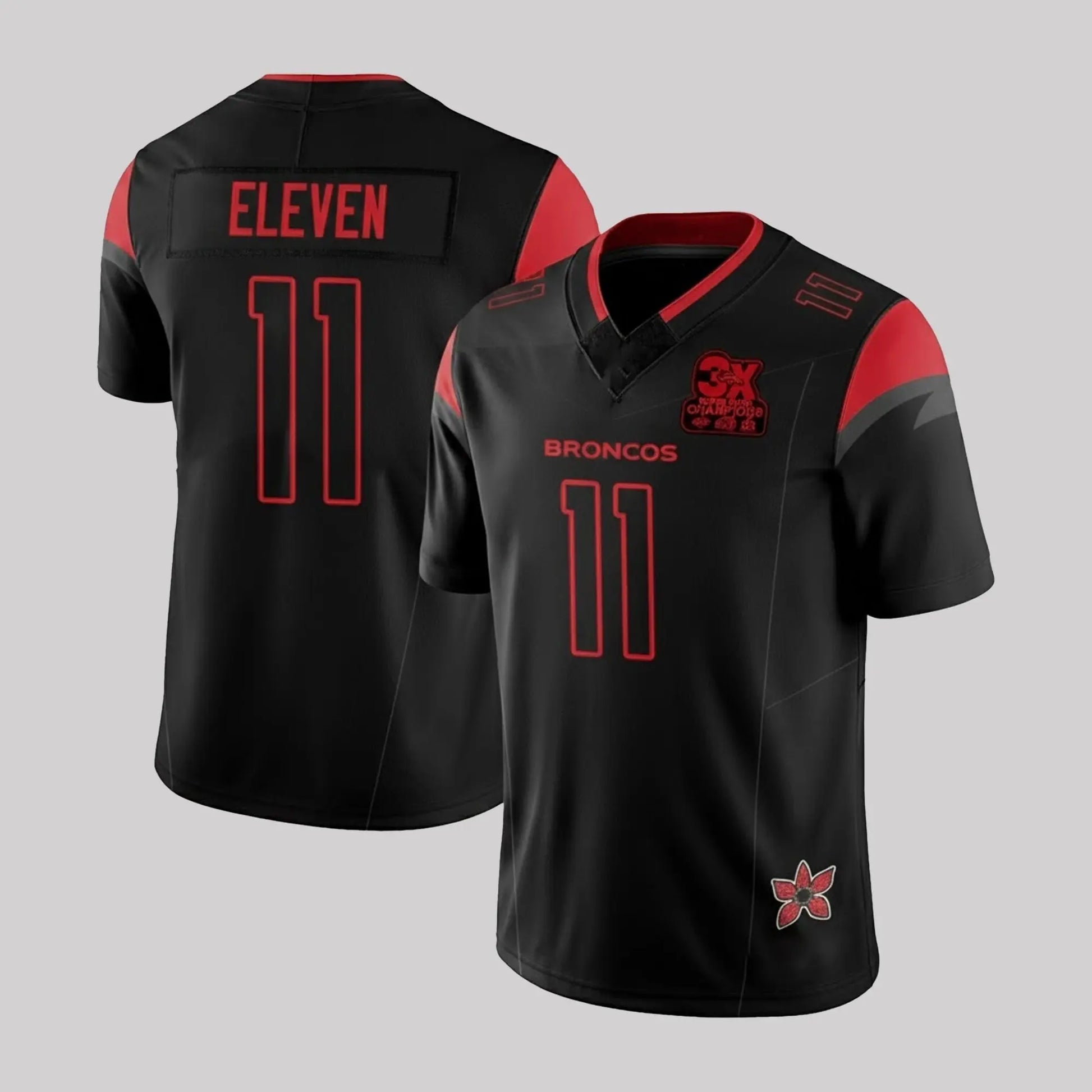 Broncos Stranger Things Eleven 3x Bowl Champions Jersey   theclothingtribe