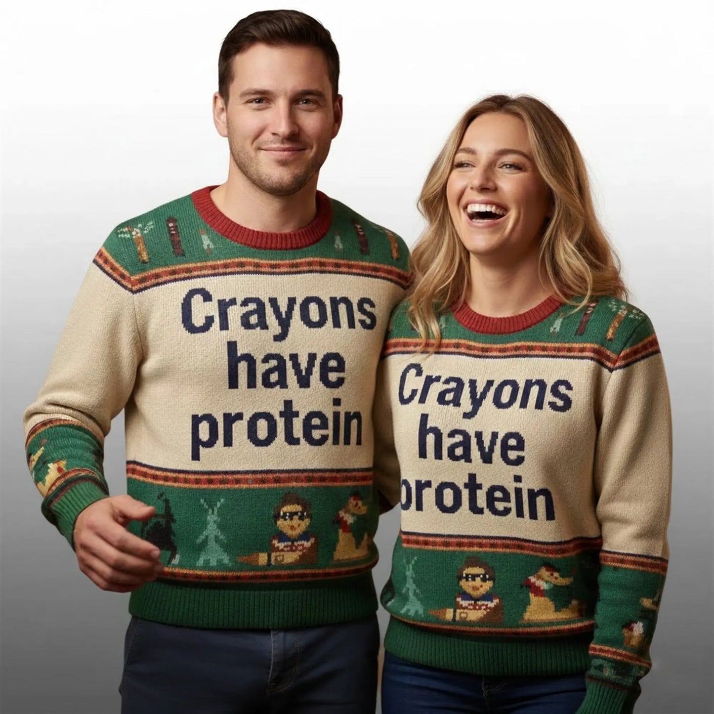 Cam Skattebo Crayons Have Protein Ugly Sweater