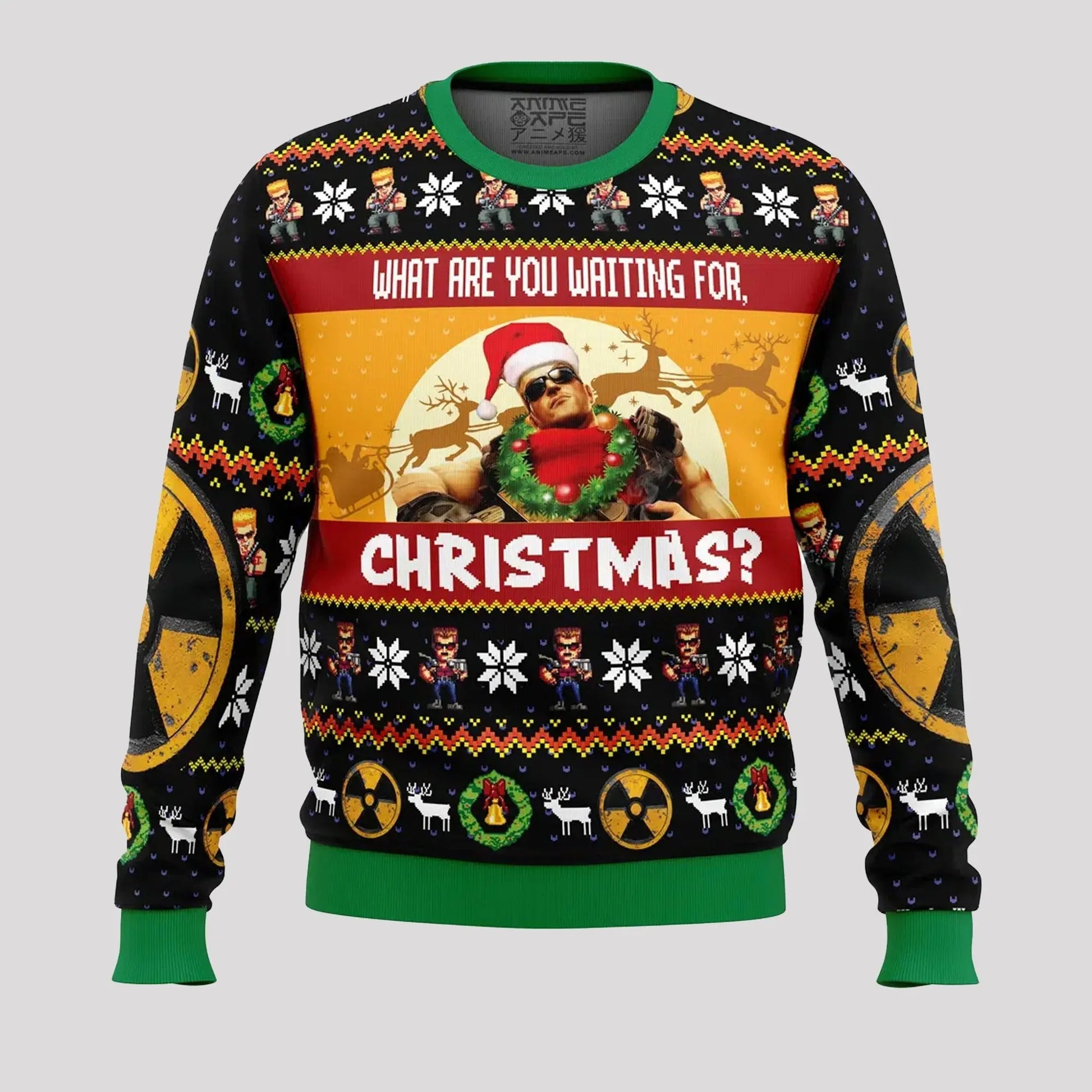 Duke Nukem What Are You Waiting For Christmas Ugly Sweater   theclothingtribe