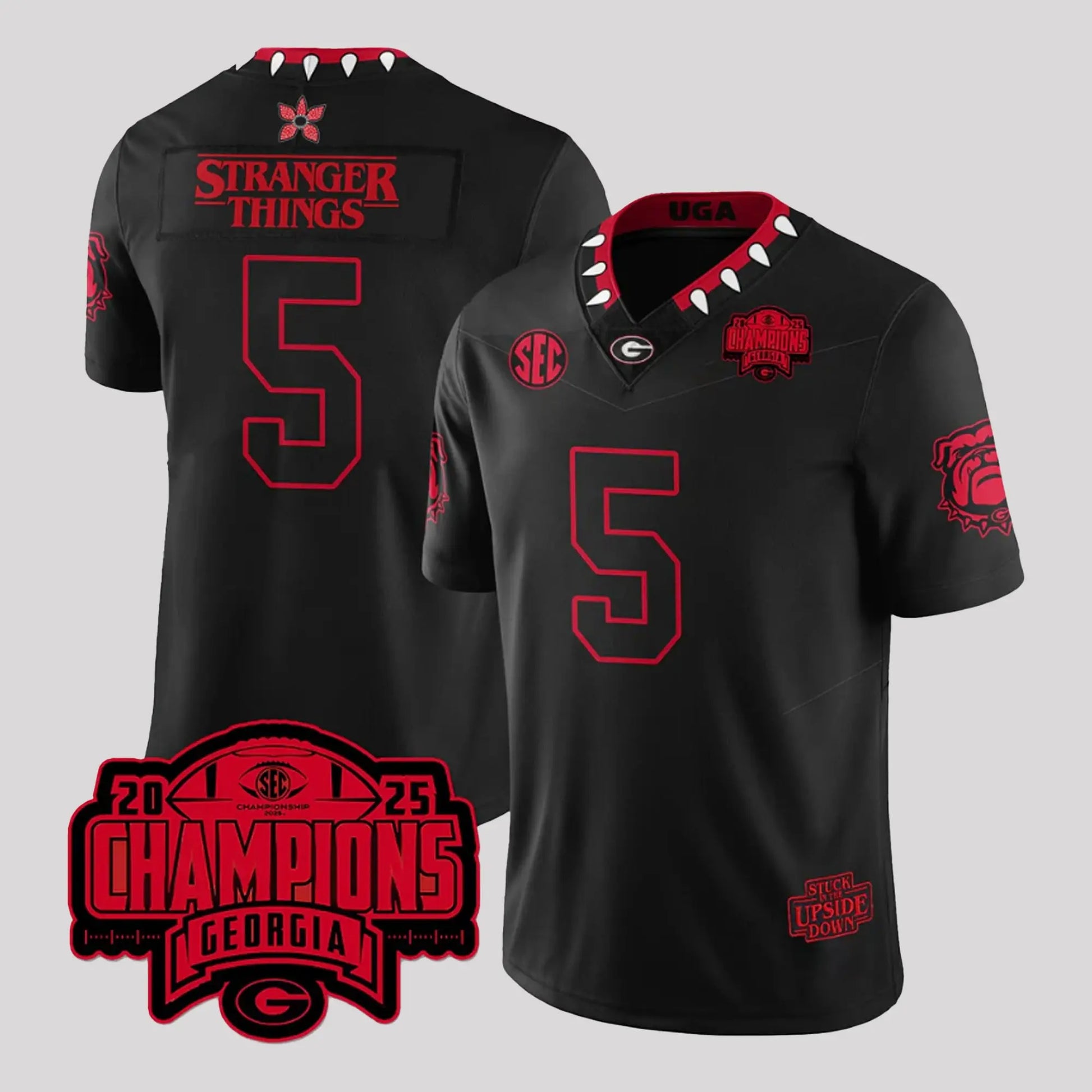 Georgia Bulldogs Stranger Things 2025 SEC Champions Jersey   theclothingtribe