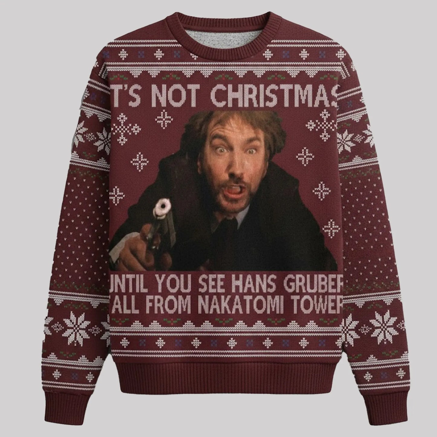 It's Not Christmas Until You See Hans Gruber Fall From Nakatomi Tower Ugly Sweater