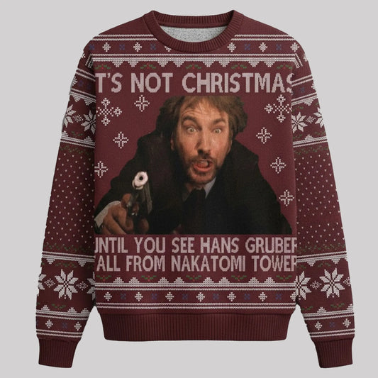 It's Not Christmas Until You See Hans Gruber Fall From Nakatomi Tower Ugly Sweater