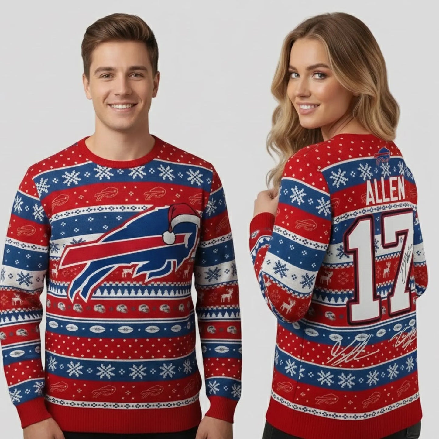 Josh Allen Buffalo Bills Signature Ugly Sweater   theclothingtribe