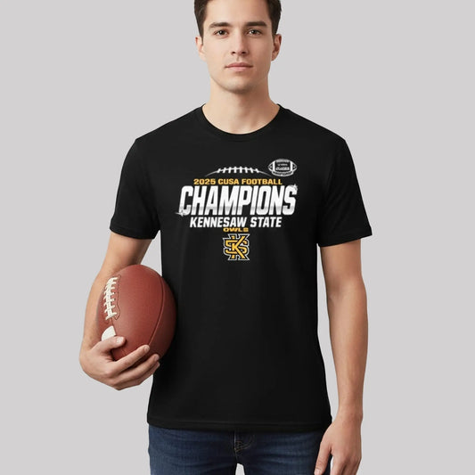 Kennesaw State Owls 2025 CUSA Football Champions Shirt   theclothingtribe