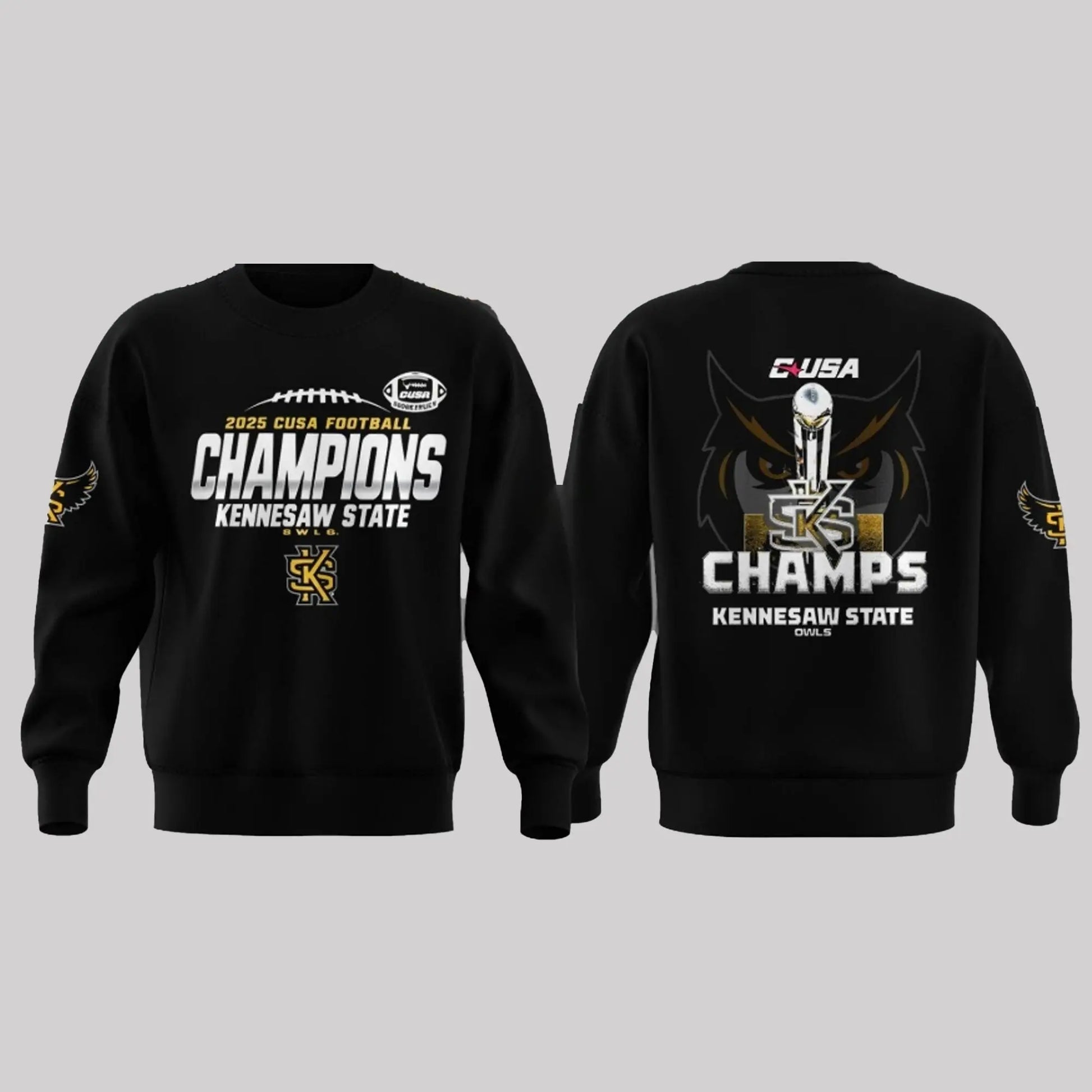 Kennesaw State Owls 2025 CUSA Football Champions Shirt   theclothingtribe