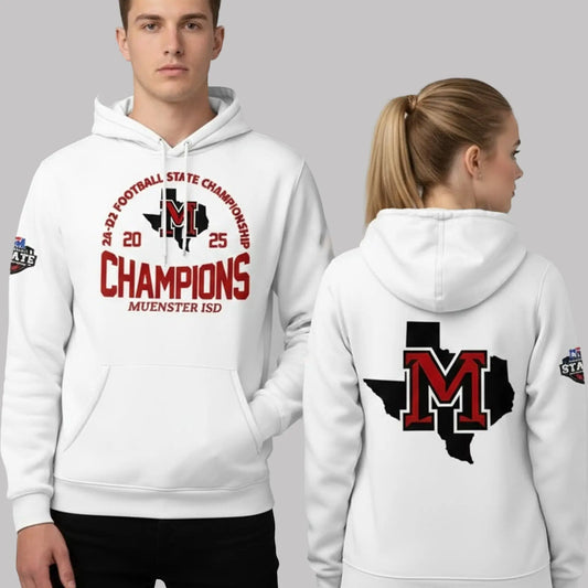 Muenster Champions 2025 2A D2 Football State Championship Hoodie