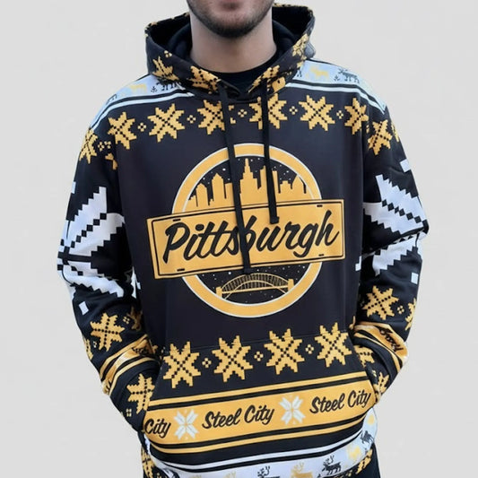 Pittsburgh Steelers Steel City Snowflake Christmas Hoodie   theclothingtribe