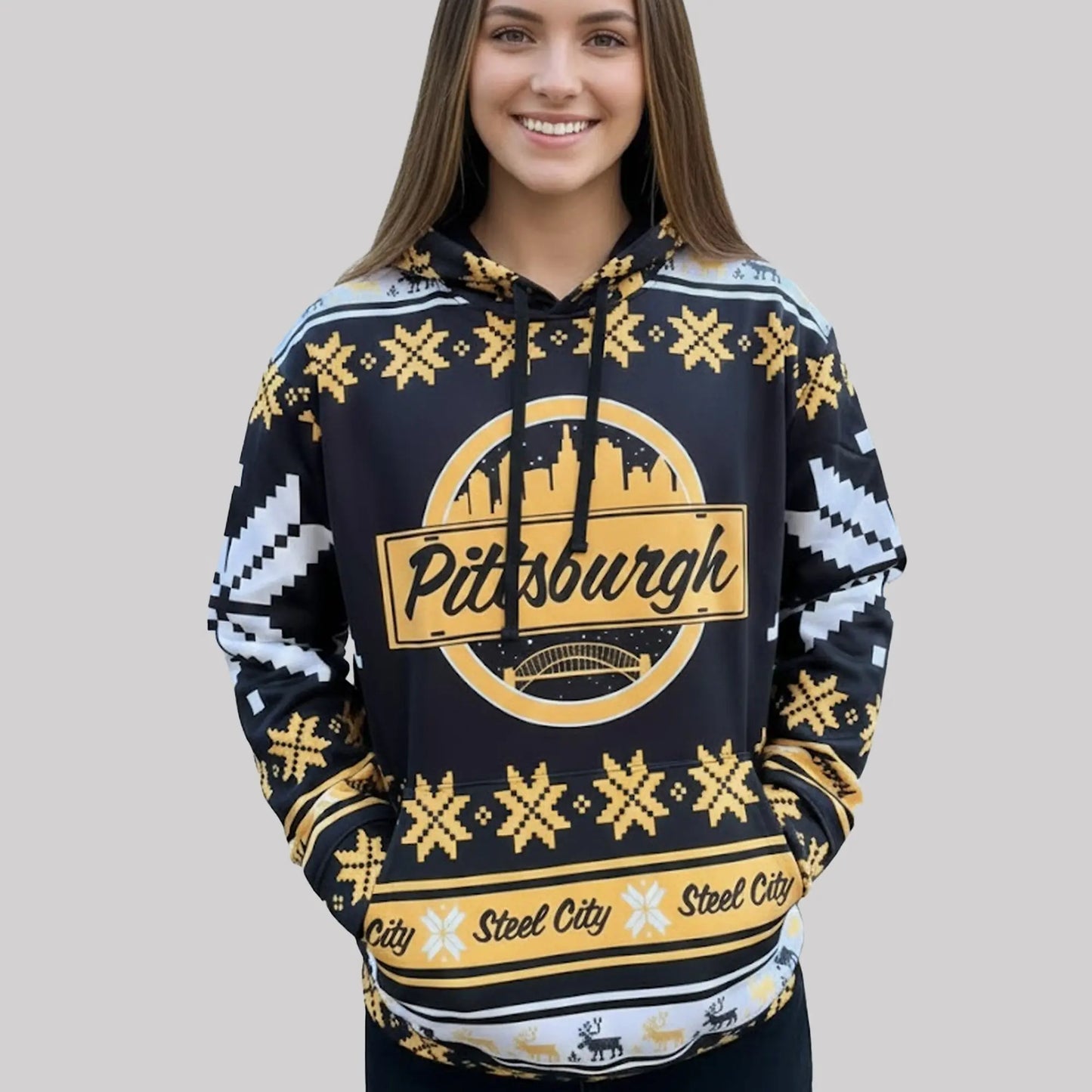 Pittsburgh Steelers Steel City Snowflake Christmas Hoodie   theclothingtribe