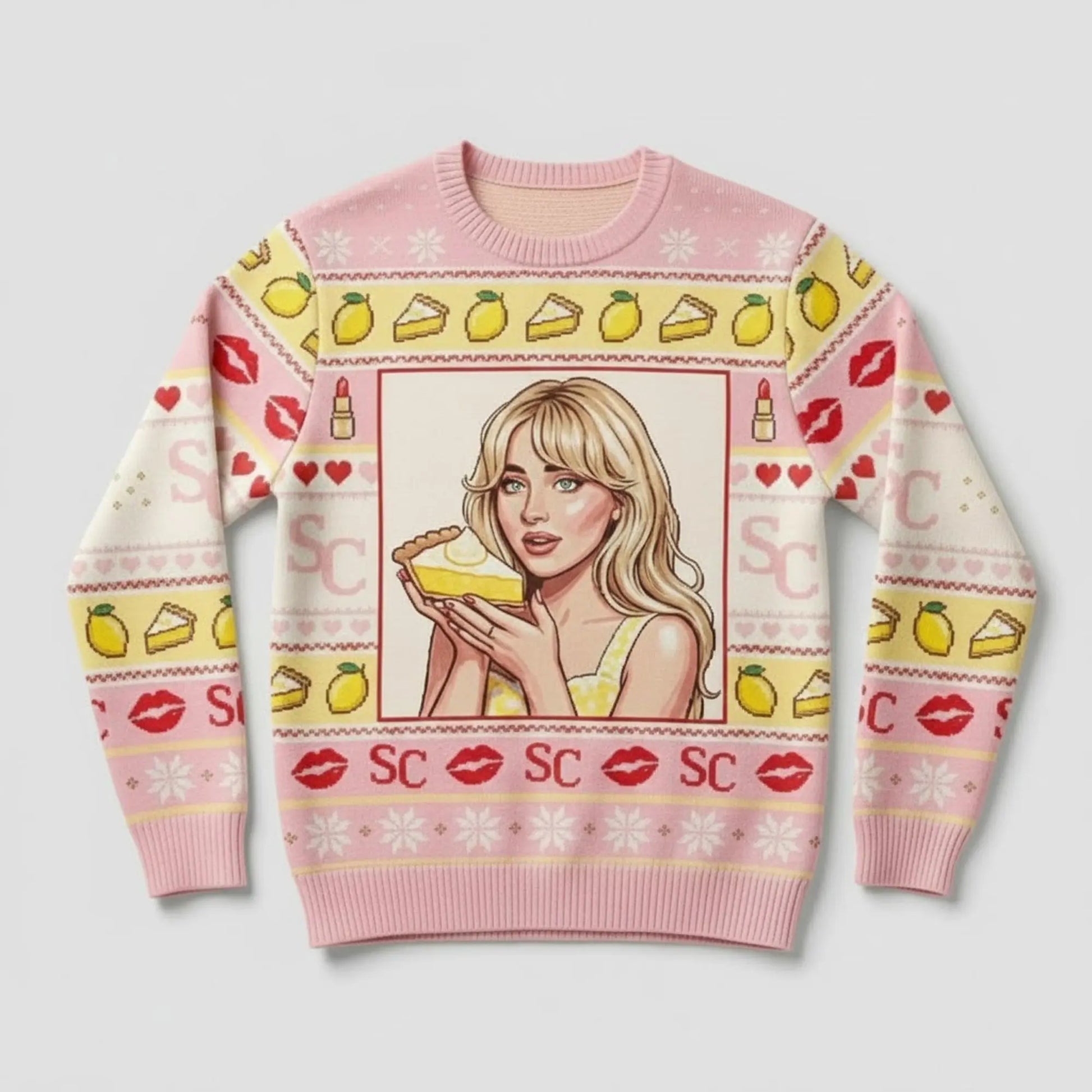 Sabrina Carpenter Sweet Tooth Lemon Pie Ugly Sweater   theclothingtribe