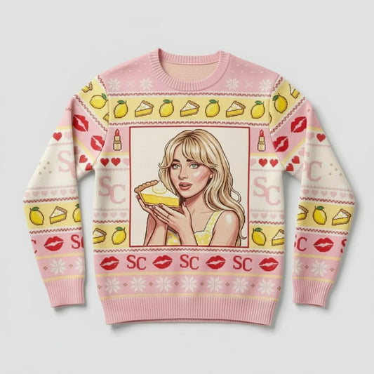 Sabrina Carpenter Sweet Tooth Lemon Pie Ugly Sweater   theclothingtribe
