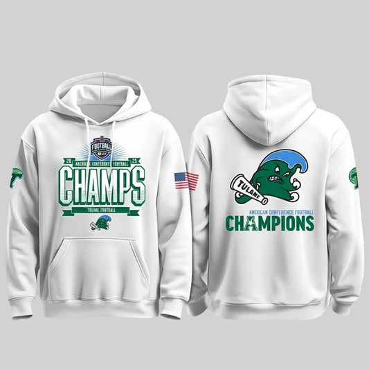 Tulane 2025 American Conference Football Champions Hoodie   theclothingtribe