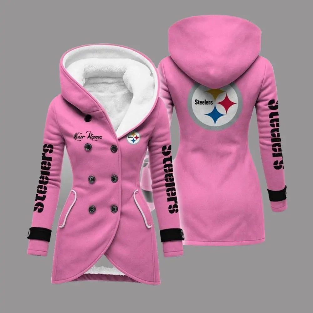 2025 Steelers Long Hooded Fleece Jacket theclothingtribe