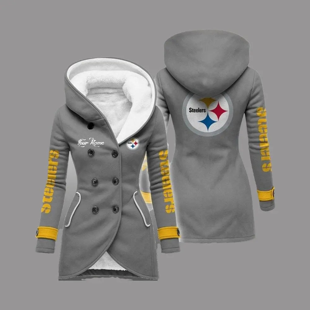 2025 Steelers Long Hooded Fleece Jacket theclothingtribe