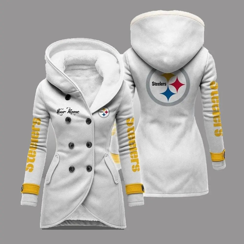 2025 Steelers Long Hooded Fleece Jacket theclothingtribe