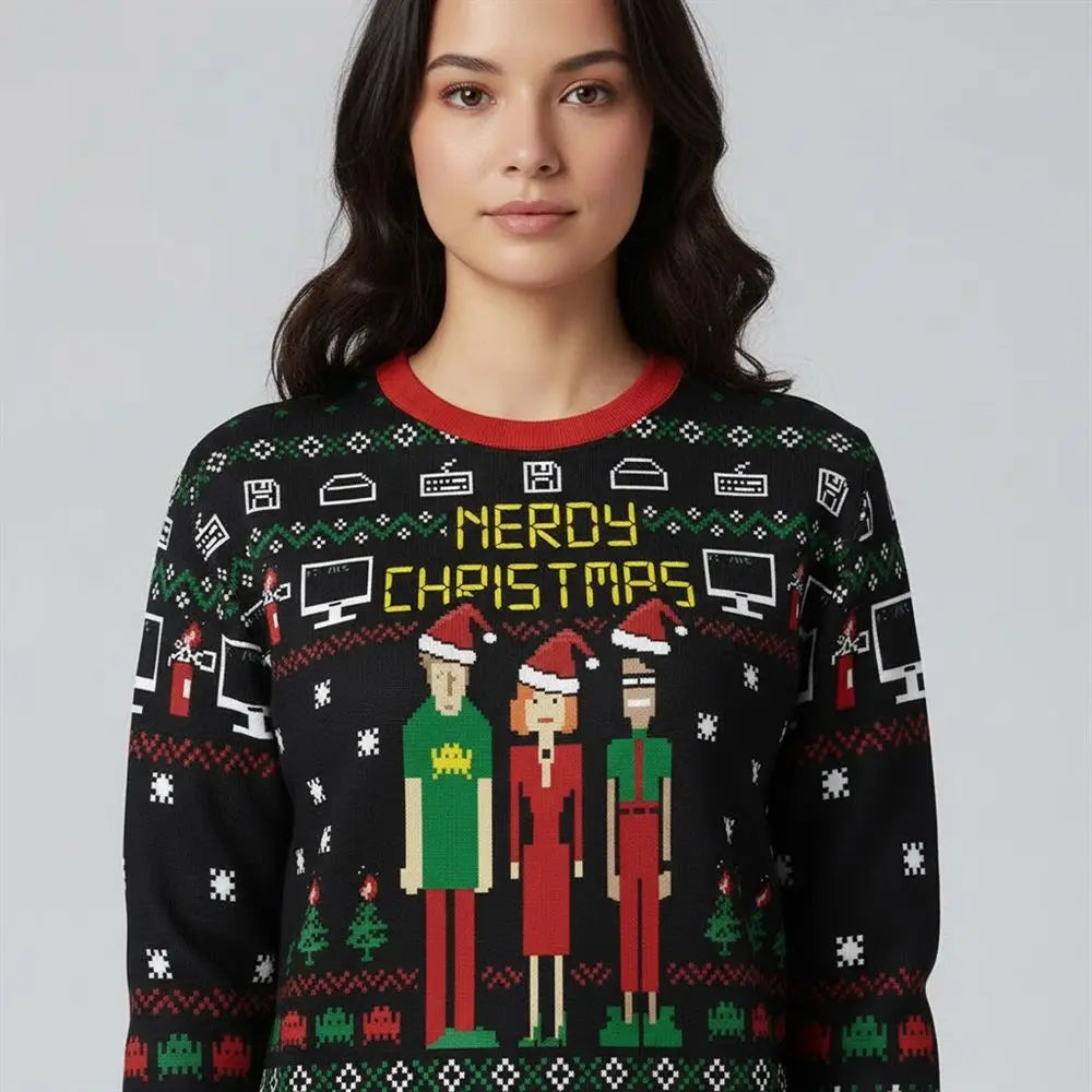 2025 Nerdy Christmas The IT Crowd Ugly Sweater theclothingtribe